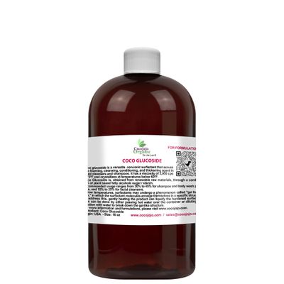 cocojojo Coco Glucoside Natural Surfactant - Surfactants for Soap Making DIY Shower Gel, Skin Care, Body and Face Wash, Plant Derived, Natural - 16 Oz