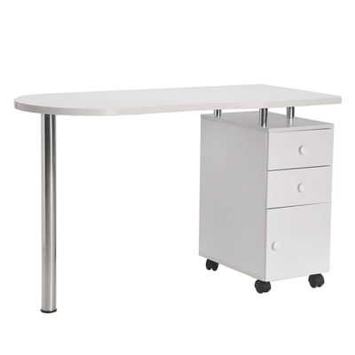 FCH Nail Table with 2 Drawers 1 Cupboard Wrist Rest on Top Table Mobile Beauty Manicure Table Station Salon Desk Equipment White Easy Put Together (Single Side)