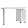 FCH Nail Table with 2 Drawers 1 Cupboard Wrist Rest on Top Table Mobile Beauty Manicure Table Station Salon Desk Equipment White Easy Put Together (Single Side) view 1