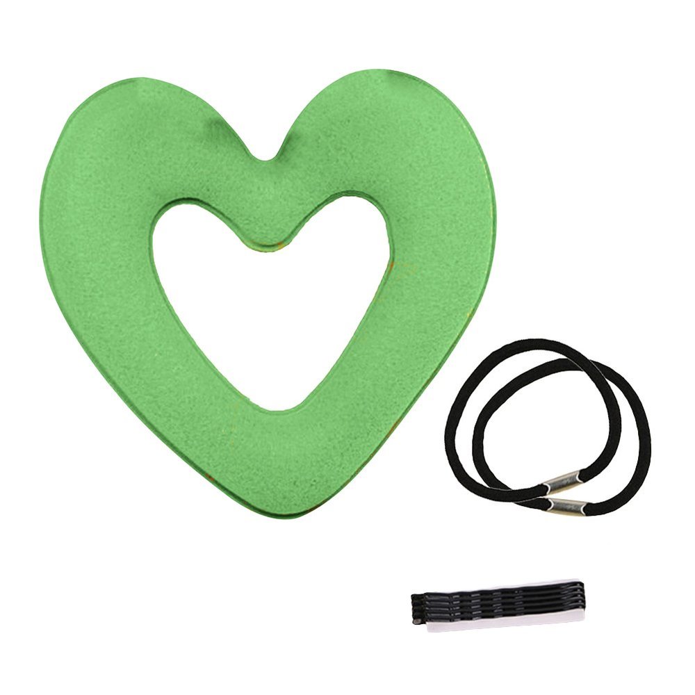 ruiycltd Easy to Use Hair Donut Heart Magic Sponge Bun Maker Hairstyle Styling DIY Tool Accessory Daily Life Party Shopping Green