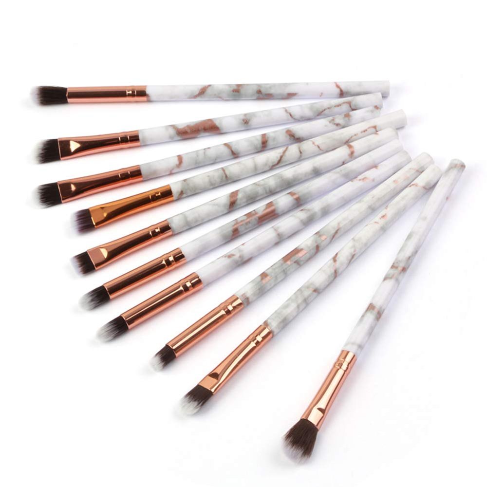 XZEN 10pcs Eye Makeup Brushes Marble Pattern Eye shadow Eyebrow Concealer Brushes Set