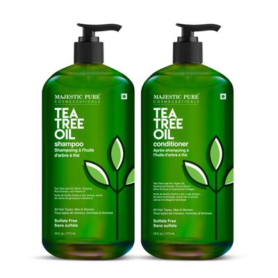 Majestic Pure Tea Tree Shampoo for Men and Women - Hydrating Formula Fights Dandruff, Lice and Itchy, Irritating or Dry Scalp - For All Hair Types - Sulfate Free 16 fl oz (pack of 2)