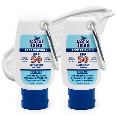 Coral Isles Hawaii Compliant Sunscreen | SPF 50 | Broad Spectrum UVA/UVB | No Oxybenzone or Octinoxate | 2 Fl Oz Each (2-pack)