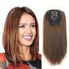 22" Middle Part Straight Hair Topper Clip in Mono Base Forehead Hairpiece for Women Hair Lossing Black Brown view 1