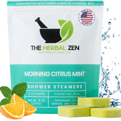 Morning Citrus Mint Shower Steamers Aromatherapy for Energy - Christmas Gift - Adult Stocking Stuffer - USA Made - Peppermint & Orange Shower Bomb Tablets - Soothing Natural Essential Oils (10 Pack)