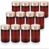 (12 Pack) 8 oz Amber PET Plastic Jar with Luxury Gold Metal Overshell Lid view 1