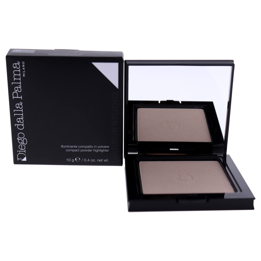 Diego dalla Palma Compact Powder Highlighter - Multidimensional Ultra-Fine Pearls - Cream-Like Texture - High Adherence - Versatile, For Both Face And Body - For Radiant Skin - 30 Cold Pink - 0.4 Oz