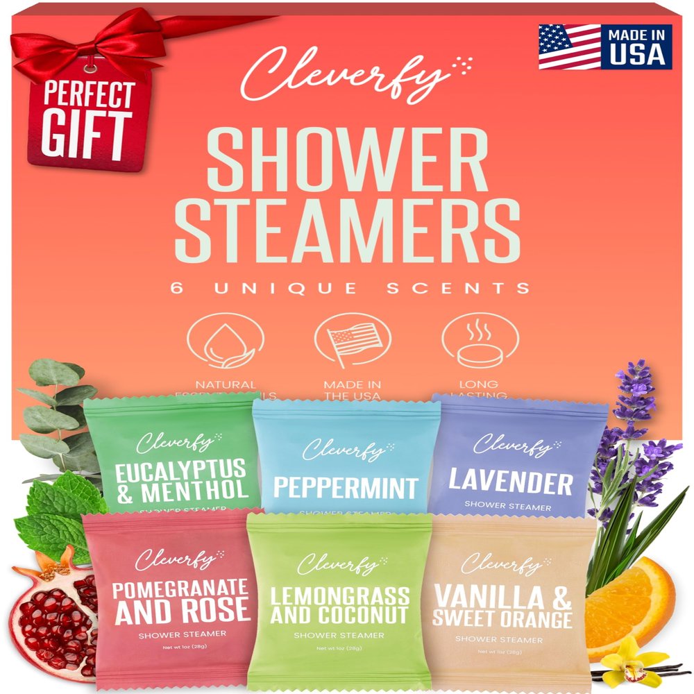 Cleverfy Shower Steamers Aromatherapy - Valentines Day Gifts for Her, Him, Women, Daughter, Mom, Girlfriend, Wife, Teen Girls and Boys - Valentines Gifts for Her, Him, Women and Men - 6 Tablets