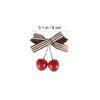 Lurrose 5pcs Cherry Shape Bow Hair Clips for Girls Colorful Grosgrain Ribbon Barrettes Hair Accessories for Parties Birthdays and Special Occasions Green Black Brown Stripes view 2