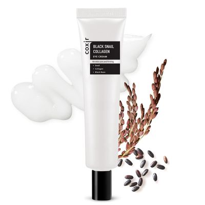 coxir Black Snail Collagen Eye Cream Firming & Hydrating Snail Mucin, Collagen & Niacinamide for Puffiness, lifting & Dullness under eyes area | Korean Eye Treatment (30ml)