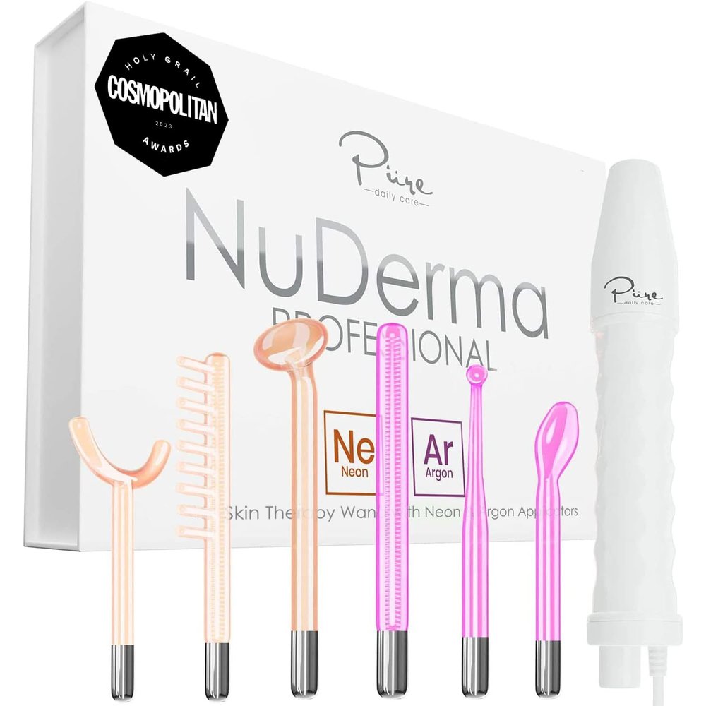 NuDerma Professional Skin Therapy Wand - Portable Skin Therapy Machine with 6 Neon & Argon Wands Boost Your Skin Clear Firm & Tighten