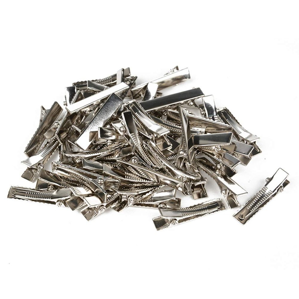 ZHONGJIUYUAN 300PCS (4.6cm) Metal Hair Alligator Clips DIY Barrette Teeth Hair Clips Utility Flat Single Prong Alligator Clips For Hair Style Tools Accessories