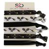 Sportybella - Tennis Hair Accessories for Girls (Black/White) - No Crease Hair Ties or Elastics, Tennis-Inspired Design for Players, Stylish Hair Accessories for Young Tennis Players - (6 pcs) view 1
