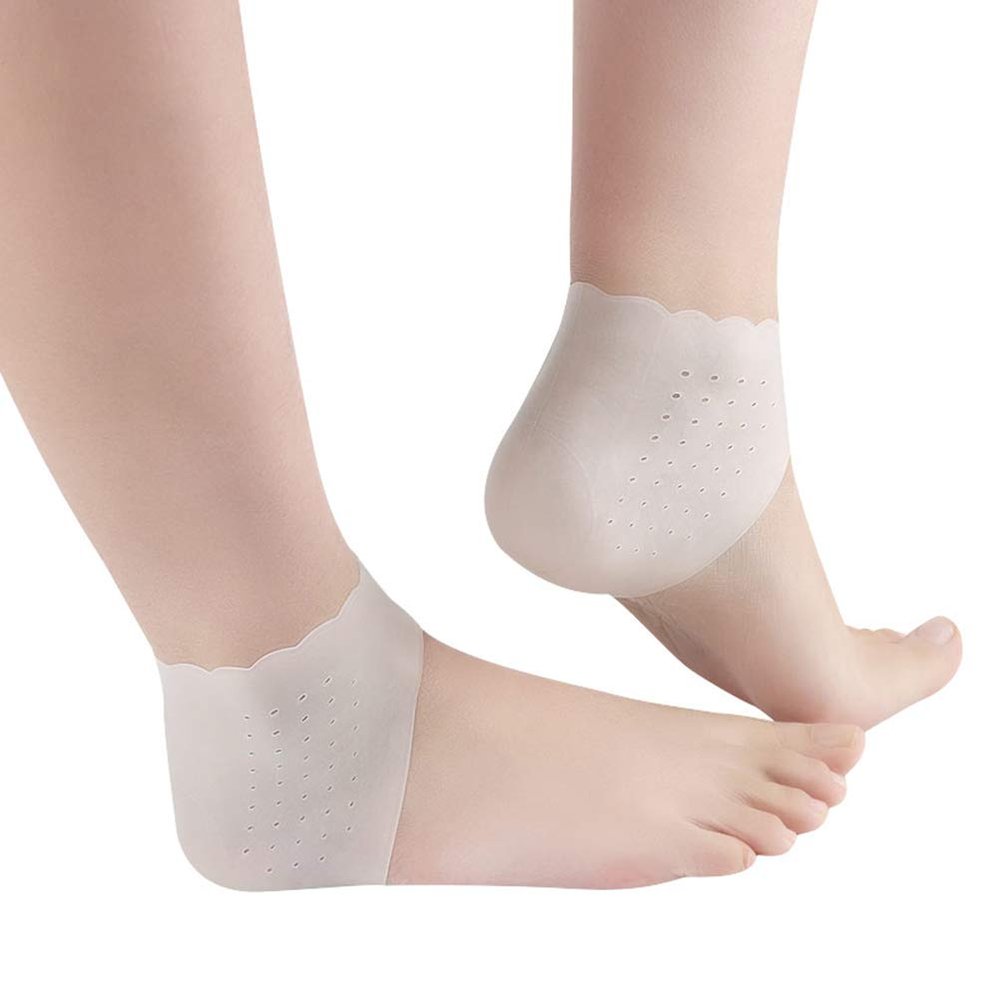 1 Pair Silicone Gel Heel Sleeve Plantar Heel Cushion Foot Sleeve Protective Heel Socks Invisible Increase Heel Insole Transparent