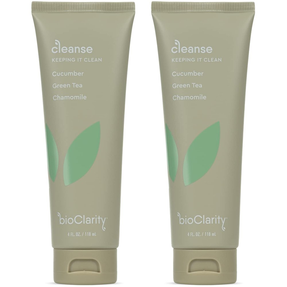 BioClarity Face Cleanser | 100% Vegan, Gentle Wash with Cucumber, Green Tea, and Chamomile, for Sensitive Oily Skin. Natural Ingredients (Set of Two 4oz Cleansers)