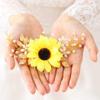 Barogirl Bridal Sunflower Hair Comb Clip Crystal Bride Gold Wedding Hair Accessories for Women (Gold) view 3