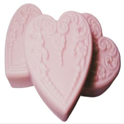 3 Pc Large Heart shaped Fresh Cut Rose Scented Soap Set - Shea Butter Goat Milk Soap
