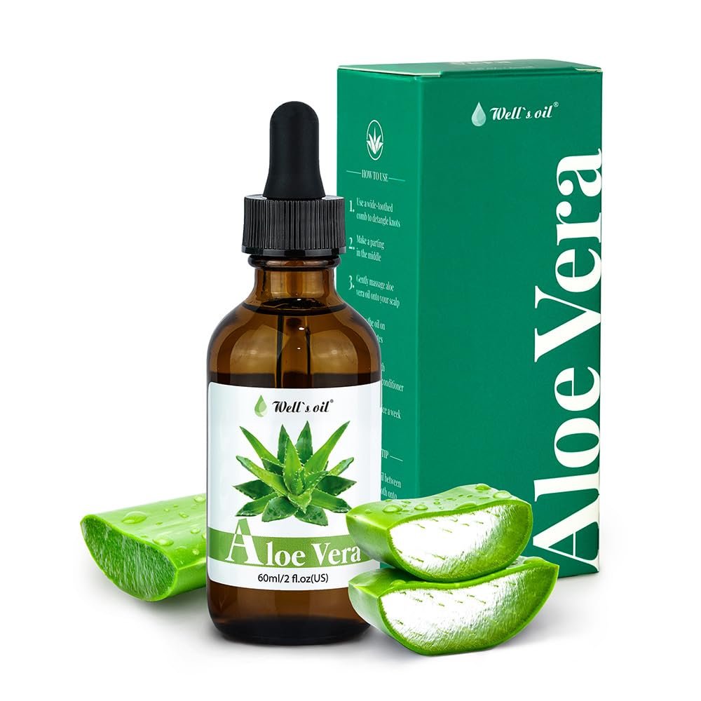 Well's Oil Aloe Vera Oil  Hydrating & Nourishing | Supports the Appearance of Healthy Hair & Soothes Dry Skin | All Natural | For Skin & Hair Care (2 Fl Oz / 60 ml)