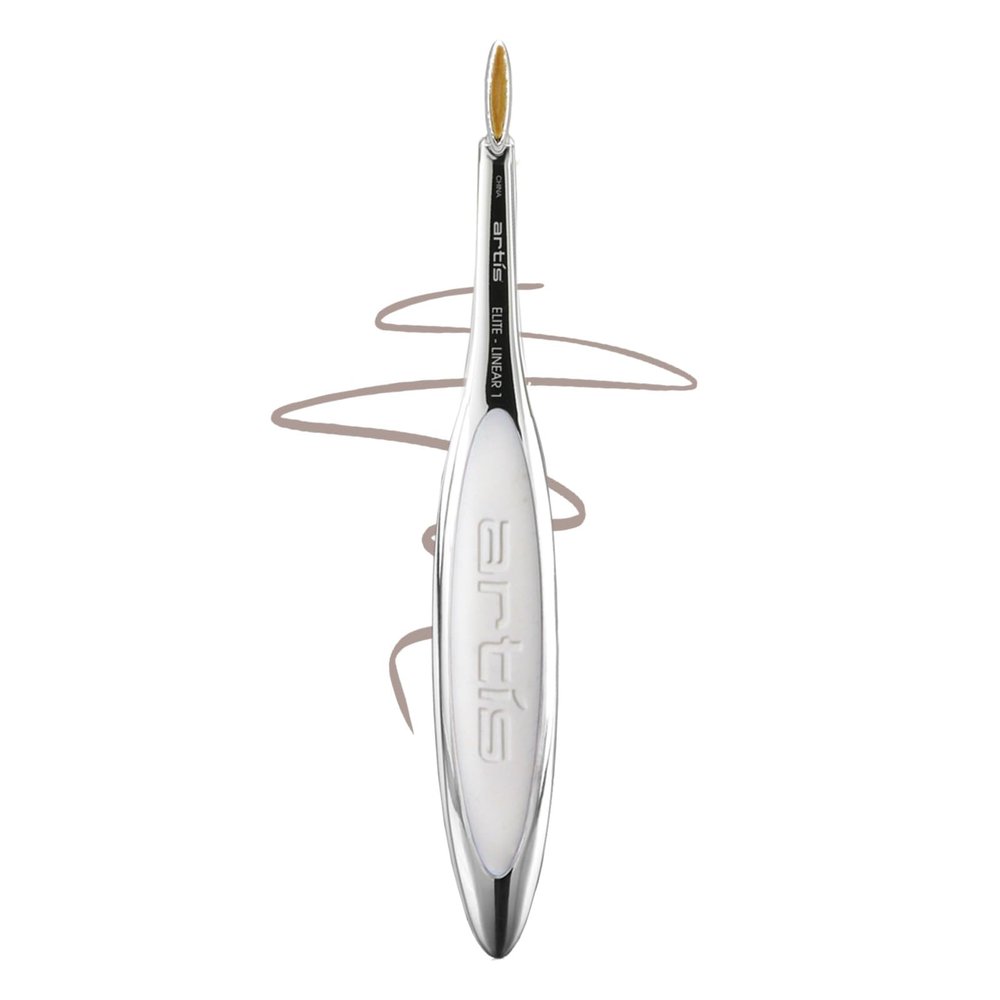 Artis Elite Linear 1 Makeup Brush with Rose Gold Finish Eyeliner Brush & Eyebrow Perfector, Small Precision Makeup Tool for Women, Ideal for Brow Perfecting, Eye Detailing & Gel Liner - Mirror Finish