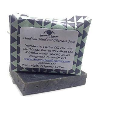 Activated Charcoal Soap Bar Dead Sea Mud Soap Bar Vegan & Natural. Lemongrass and Peppermint Essential Oils Cruelty free bar soap skin Cleaner for teens, 4.10oz