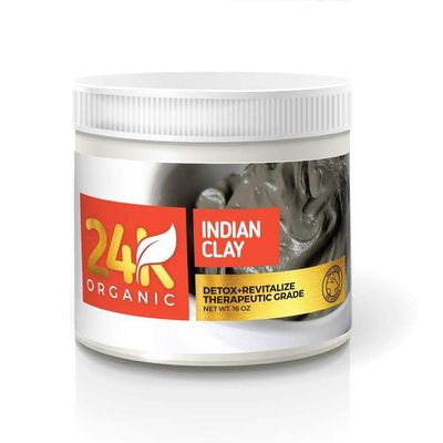 24k Organic Indian Healing Clay Deep Pore Facial Skin Cleansing Mask