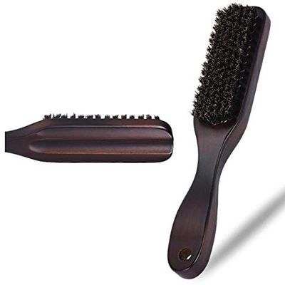 BEARD BRUSH 100% Wooden Handle for facial hair grooming - Easily detangles hair, massages face and gets rid of dead, dry skin to keep beard from being itchy