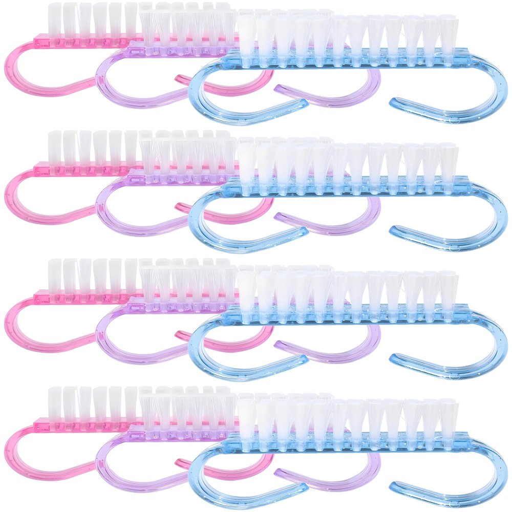 12-Pack Handle Grip Nail Brush(assorted color), Fingernail Scrub Cleaning Brushes for Toes and Nails Cleaner, Pedicure Brushes for Men and Women