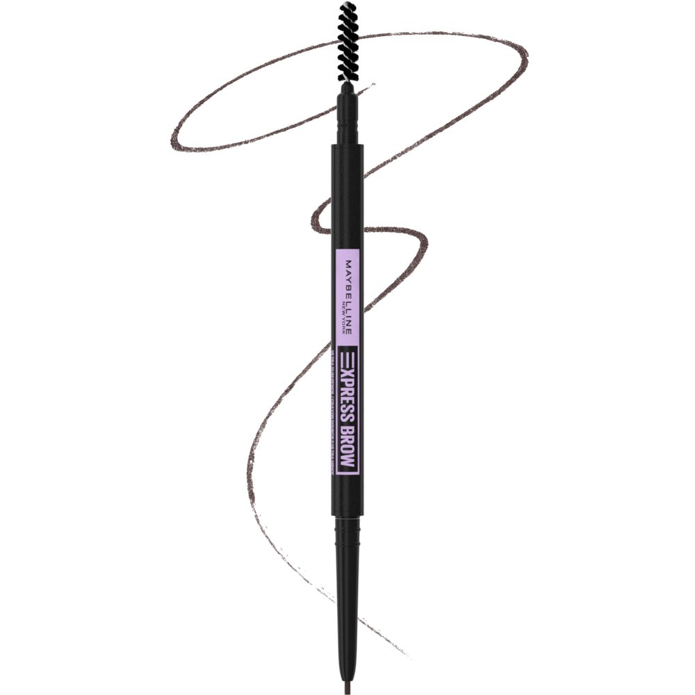 Maybelline Express Brow Ultra Slim Eyebrow Makeup, Brow Pencil with Precision Tip and Spoolie for Defined Eyebrows, Black Brown, 1 Count