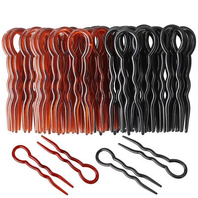 40 Pcs Plastic U Shaped Hair Pins Grip Pins Fast Spiral Hair Braid Twist Styling Clip Pin for Lady, Girl, Women (Black + Brown)