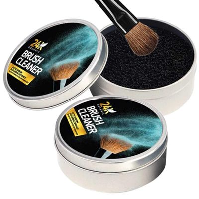 24K Organic Dry Makeup Brush Cleaner Removes Eye Shadow And Blush Color Residue From Makeup Brushes, Makes Switching To The Next Color Easy. (2 pack)