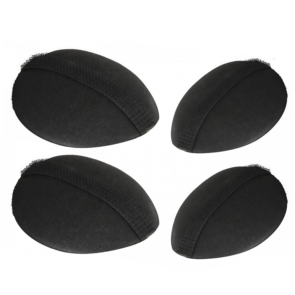 4Pcs (2 Large + 2 Small) Sponge Bump It Up Volume Hair Base Styling Insert Tool - Hair Bun Maker and Accessories (Black)