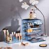 Sorbus Acrylic Makeup Organizer Set, 6-Drawer Vanity & Countertop Cosmetic Storage with Small & Wide Compartments, Blue Brilliance Makeup Storage for Brushes, Jewelry  Holiday Gift for Women & Teens view 3