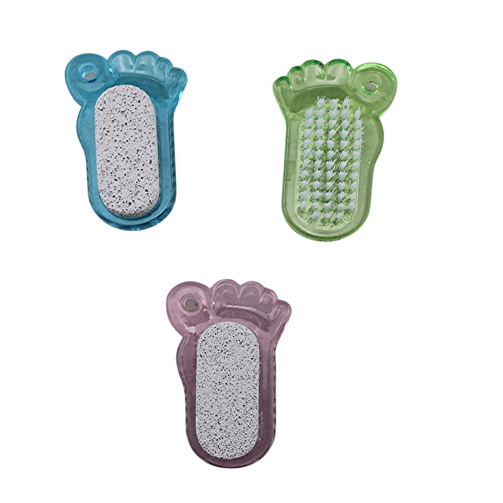3 Pack Foot Pumice and Nail Brush - Assorted Colors