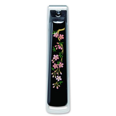 CtoC JAPAN Select Nail Clipper, Sowing Painting Weeping Cherry Blossom Design Accessories, 14x6x2.9cm, Black