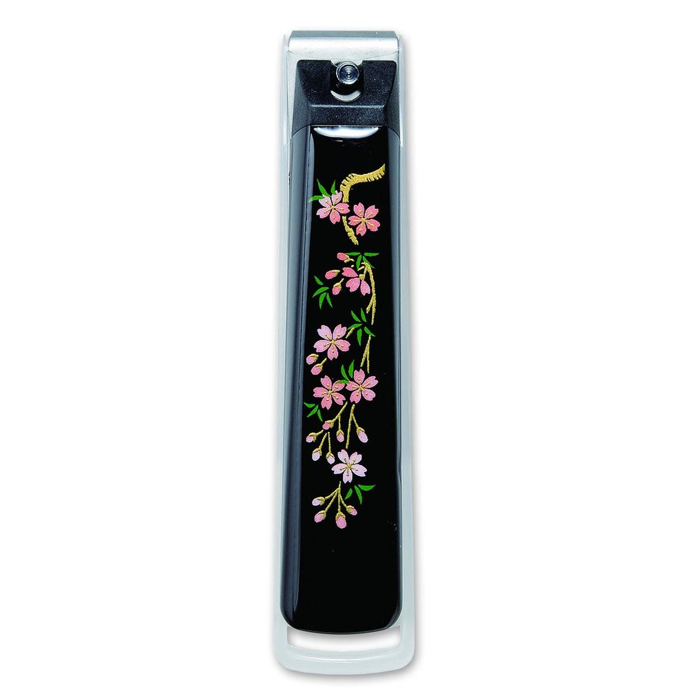CtoC JAPAN Select Nail Clipper, Sowing Painting Weeping Cherry Blossom Design Accessories, 14x6x2.9cm, Black