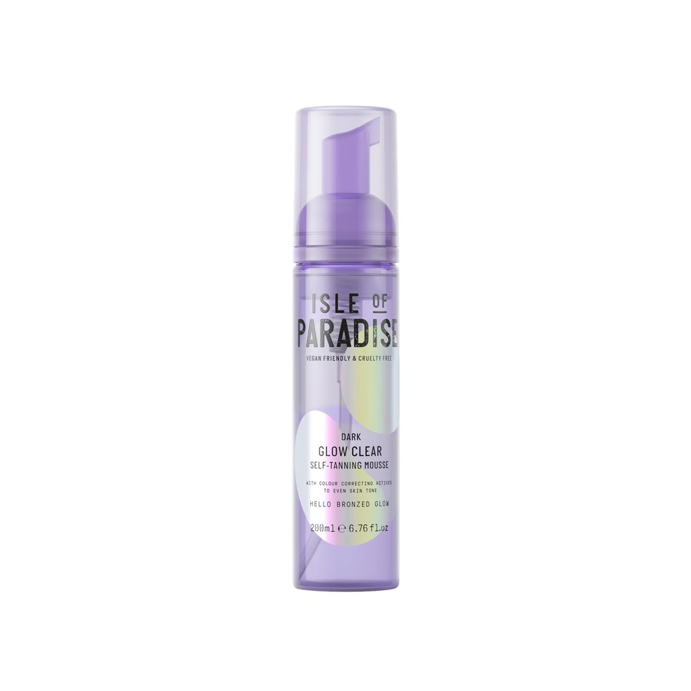 Isle of Paradise Glow Clear Self-Tanning Mousse- Dark, Transparent & Transfer-Proof Self-Tan Formula, Streak-Free Foam for Hydrating Skin, Natural Tan Lasts Up To 7 Days, Vegan, 6.76 fl. Oz