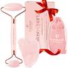 PLANTIFIQUE Face Roller and Gua Sha Rose Quartz Certified | Gifts | Guasha Tool for Face | Jawline Shaper | Your Skin Care Routine view 1