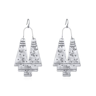 Vintage Ethnic Tribal Earrings Antique Carving Moon Sliver Fashion Boho Hook Dangle Earrings Gifts for Women