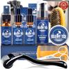 Beard Care Kit for Men-Nourish Soften Grooming Patchy Beard W/Vitamin Spray,Mustache Oil,Balm, Wash,Boar Bristle Brush,Wooden Comb,Scissors,Valentines Fathers Gifts for Men Dad Him Husband Boyfriend view 1