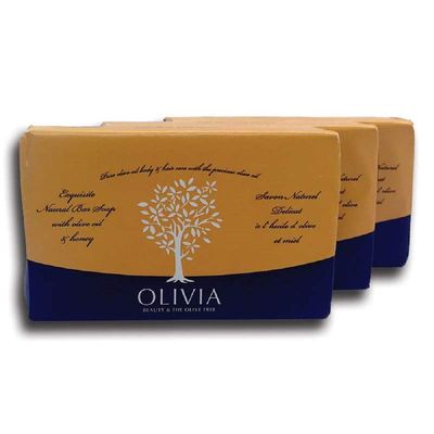 Papoutsanis Olivia Natural Greek Soap with Olive Oil & Honey, 3-pack (125 Gr. Each)