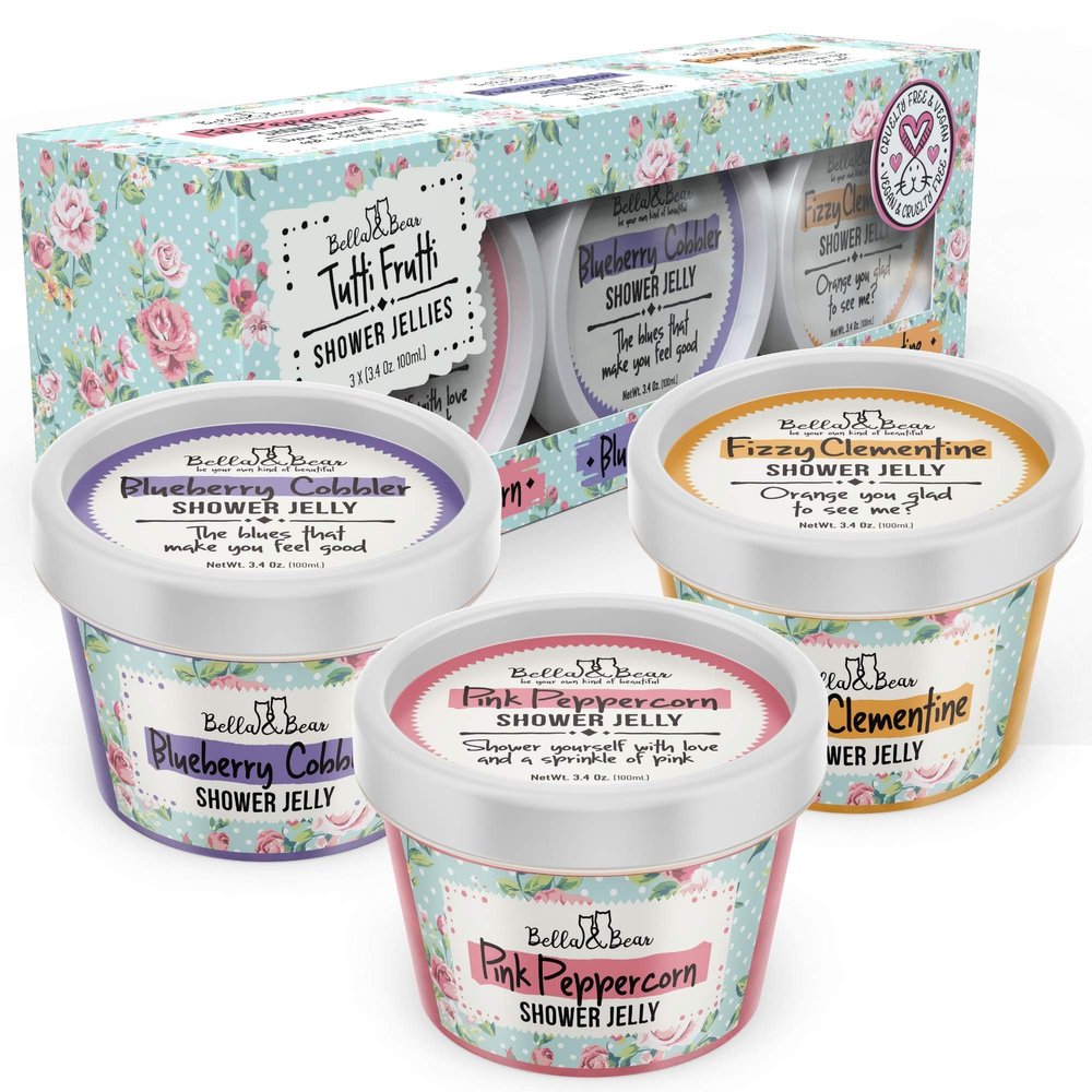 Bella & Bear Tutti Frutti Shower Jellies, Cute Gifts for Teenage Girls and Tweens, Pack of 3 x 3oz