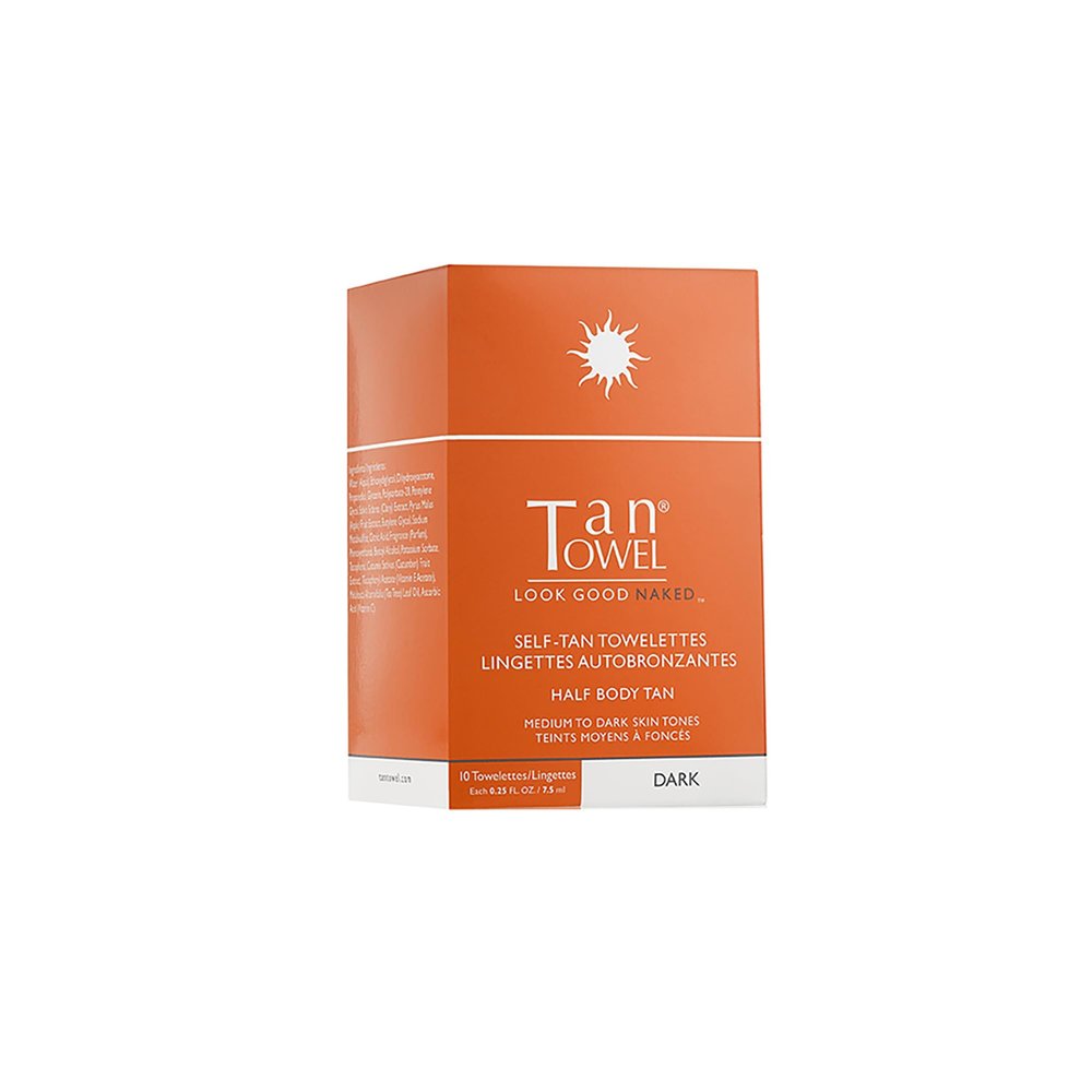 TanTowel Women's Half Body Tan Towelettes - 10 Pack, Dark, 10 Count (Pack of 1)