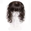 Susanki Curly Human Hair Forehead Topper with Bangs for Women, 4" x 4.7" Silk Base Top Hair Pieces for Hair Loss, 12" Natural Black view 1
