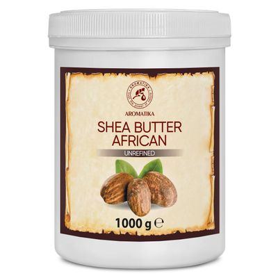 AROMATIKA Shea Butter 35 Oz - Unrefined & Cold Pressed - Africa - Ghana - 100% Pure & Natural Shea Butter Body Butter - Unrefined Raw - Intensive Care for The Face - Body - Hair