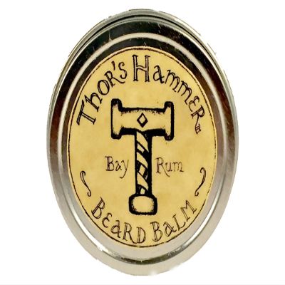 Freyja's Magic All Natural Beard Balm, Thor's Hammer Bay Rum Beard Balm, Viking Beard Balm, Handmade 2oz.
