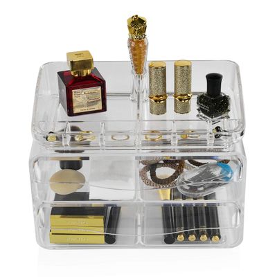 ARAD Acrylic 2-Drawer Organizer for Office Supplies or Makeup and Cosmetics