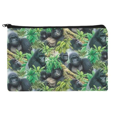Gorilla Forest Family Pattern Makeup Cosmetic Bag Organizer Pouch
