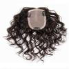 Curly Human Hair Forehead Topper for Women with Thinning Hair, Clip in 3.5" x 5.5" Silk Base Top Hairpieces Wiglets, 8" Dark Brown view 2