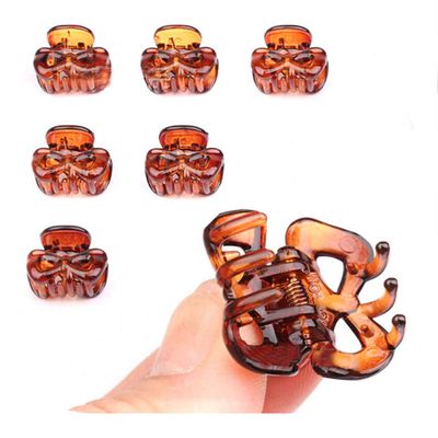 12 Pcs Mini Hair Clips Plastic Hair Claws Pins Clamps for Women Hair Claw Clip Hair Bangs Pin Hair Accessories (Brown)