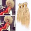 Cloud Hair Blonde #613 Color Hair Vigin Bundles Kinky Curly Hair Weft Extensions Double Wefted Afro Curly Hair Wefts 3Pcs 10-30 Inch (22 24 26 inch 3pcs) view 1